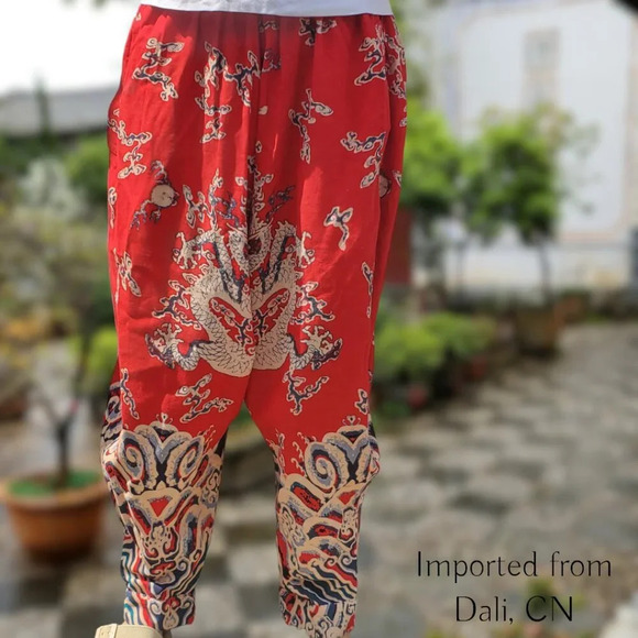 Boho | Flowy Yoga Women's Relaxed Harem Pants | From Dali, China | NWT | M - Picture 1 of 13